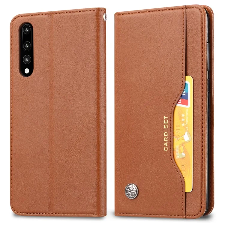 Portafoglio in Pelle Auto-assorbita Shell Mobile Per Huawei P20 Pro - Marrone