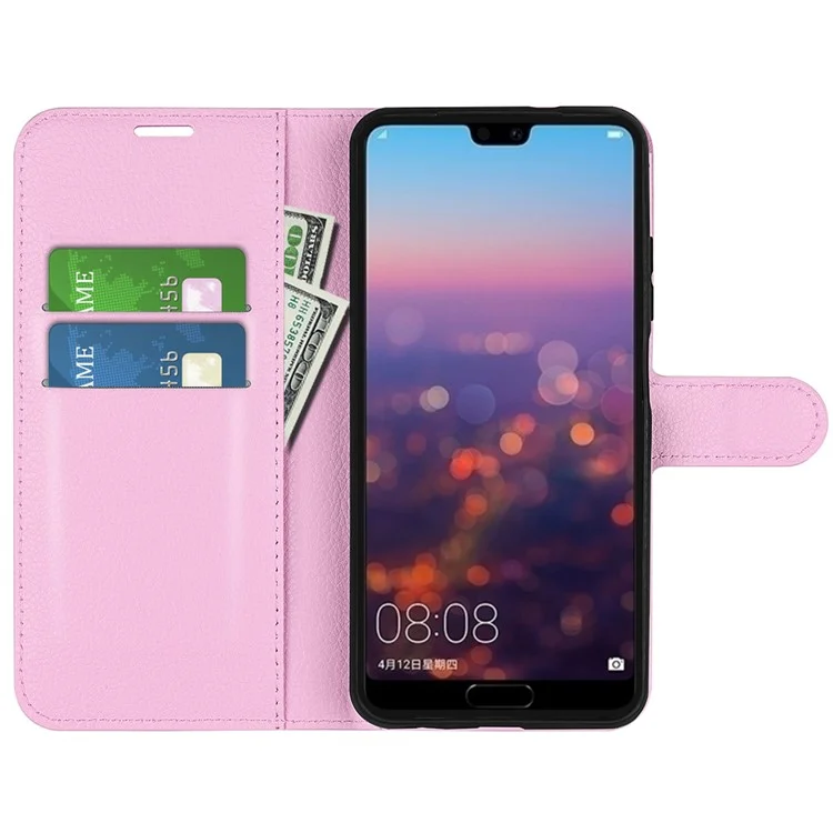 Für Huawei P20 Litchi Textur Wallet Stand Leder Telefonzubehör Hülle - Rosa