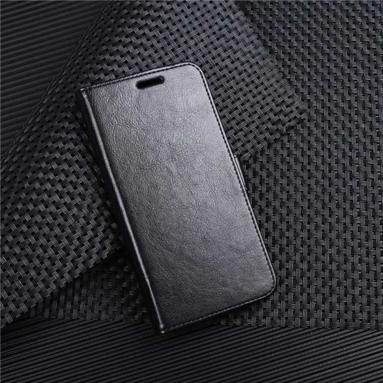 Crazy Horse Wallet en Cuir Case de Support Pour Huawei P20 - le Noir