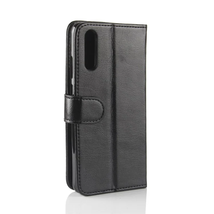 Crazy Horse Wallet Stand de Cuero Para Huawei P20 - Negro