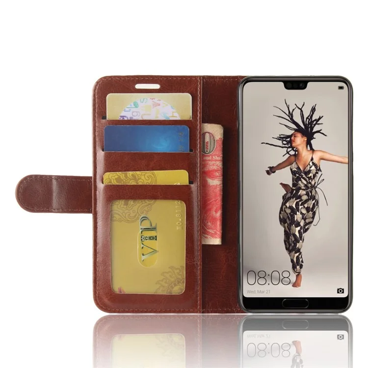 Crazy Horse Magnetic Leather Stand Cover Für Huawei P20 - Braun