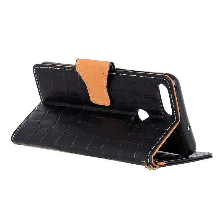 Crocodile Texture Genuine Leather Wallet Case for Huawei Honor 9 Lite / 9 Youth Edition - Black