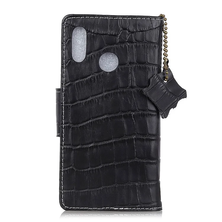 Crocodile Texture Genuine Leather Wallet Stand Case for Huawei P20 Lite/Nova 3e - Black