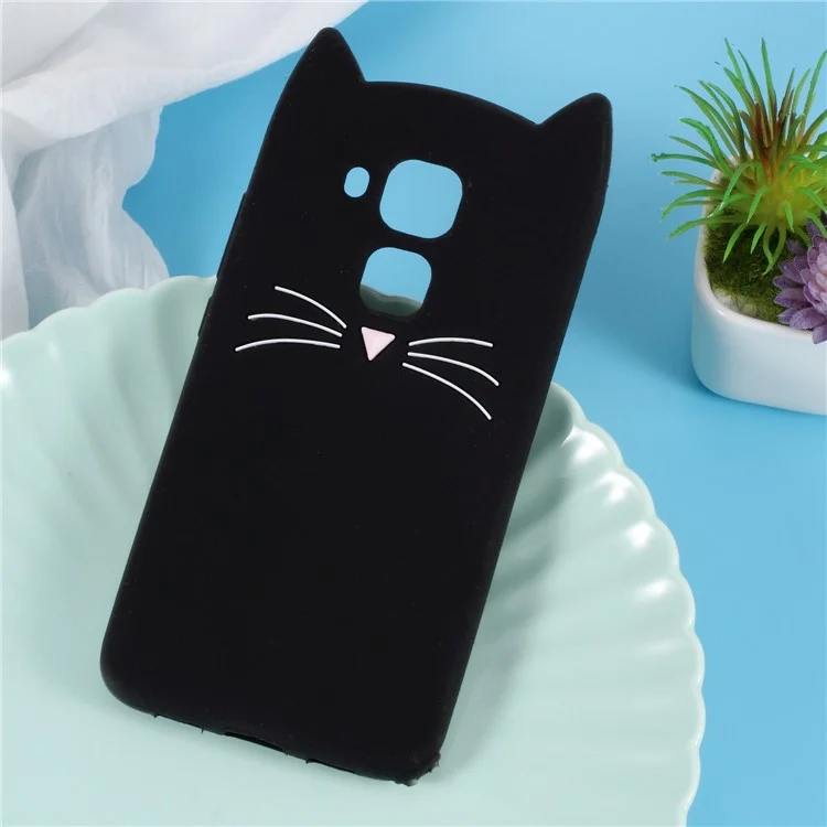 3D Moustache Cat Silicone Case for Huawei Nova Plus / G9 Plus / Maimang 5 - Black