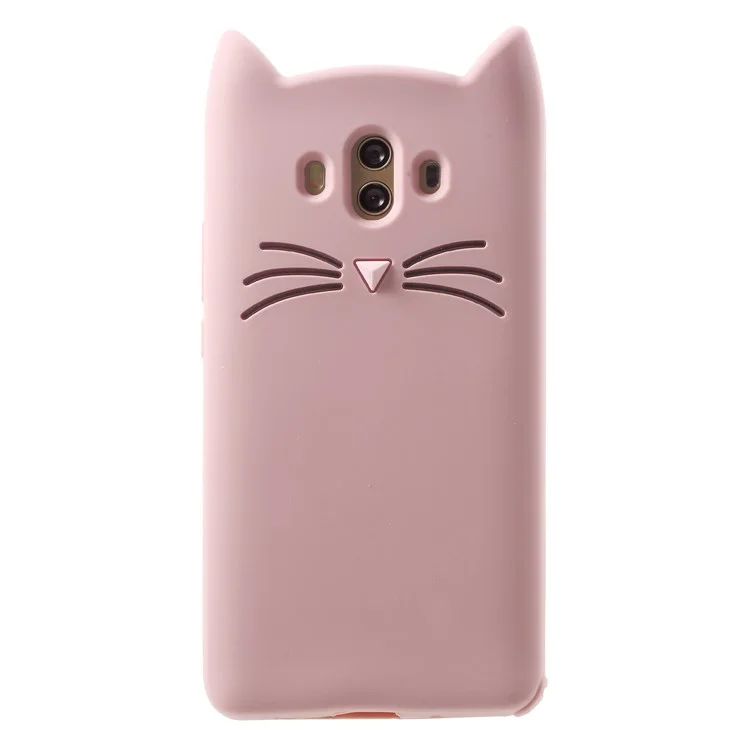 3D Moustache Cat Silicone Case for Huawei Mate 10 - Pink