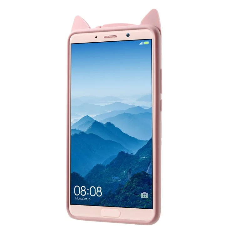 3D Moustache Cat Silicone Case for Huawei Mate 10 - Pink