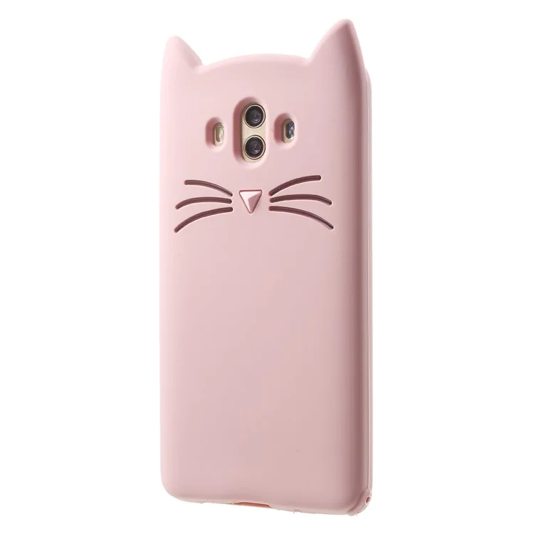 3D Moustache Cat Silicone Case for Huawei Mate 10 - Pink