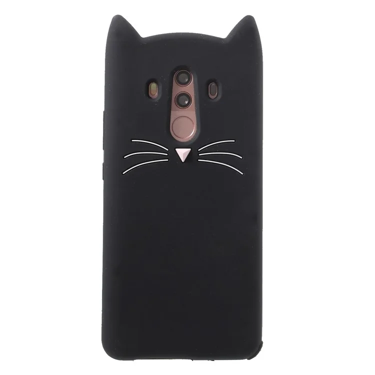 3D Moustache Cat Silicone Case for Huawei Mate 10 Pro - Black
