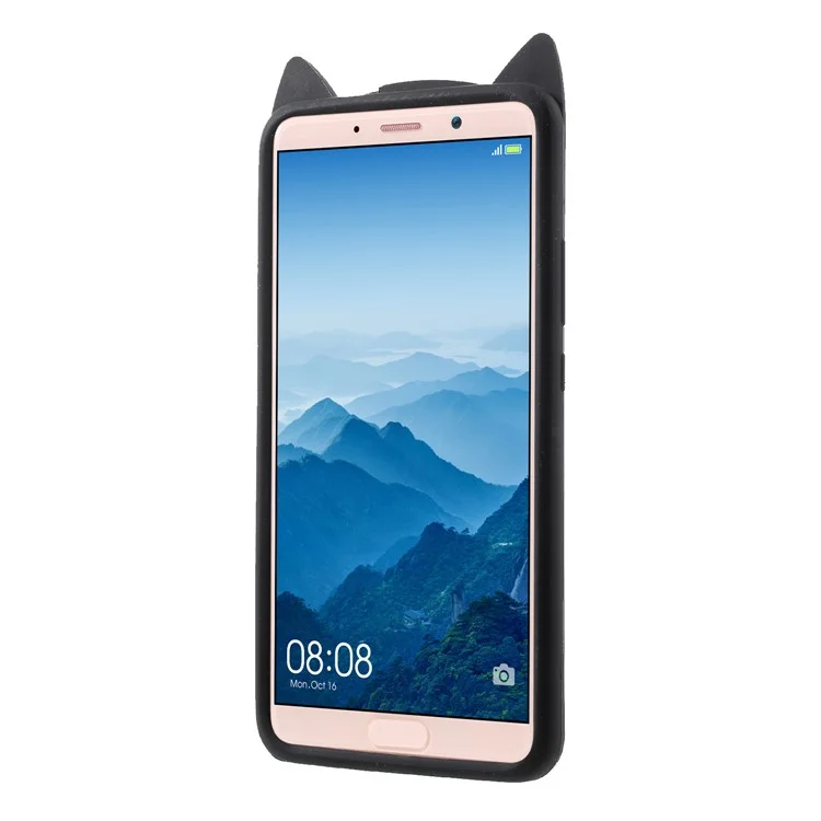 3D Moustache Cat Silicone Case for Huawei Mate 10 Pro - Black