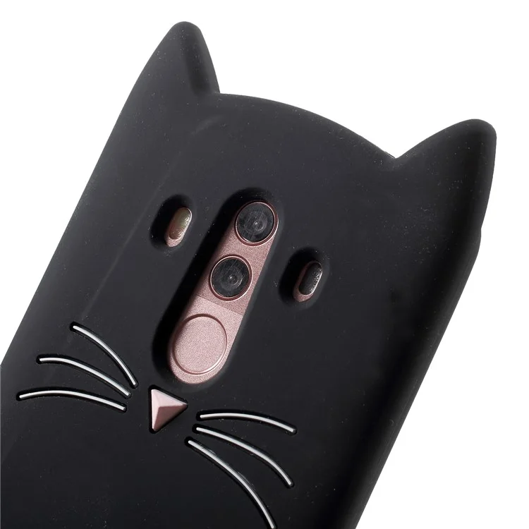 3D Moustache Cat Silicone Case for Huawei Mate 10 Pro - Black