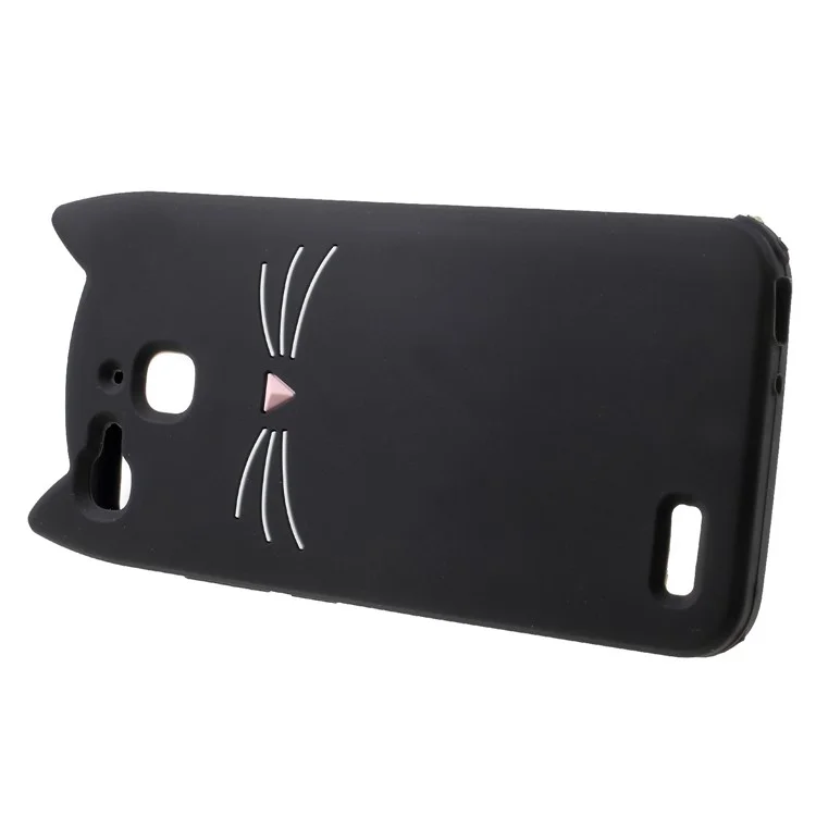 3D Moustache Cat Silicone Cover for Huawei Enjoy 5s / GR3 - Black