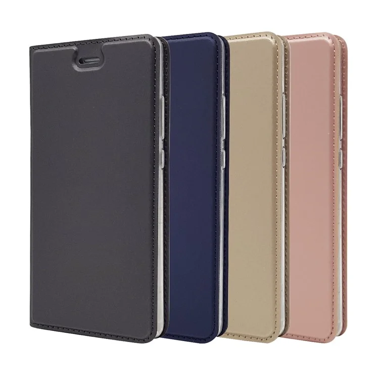 For Huawei P9 Magnetic Attraction Card Holder PU Leather Stand Case - Black