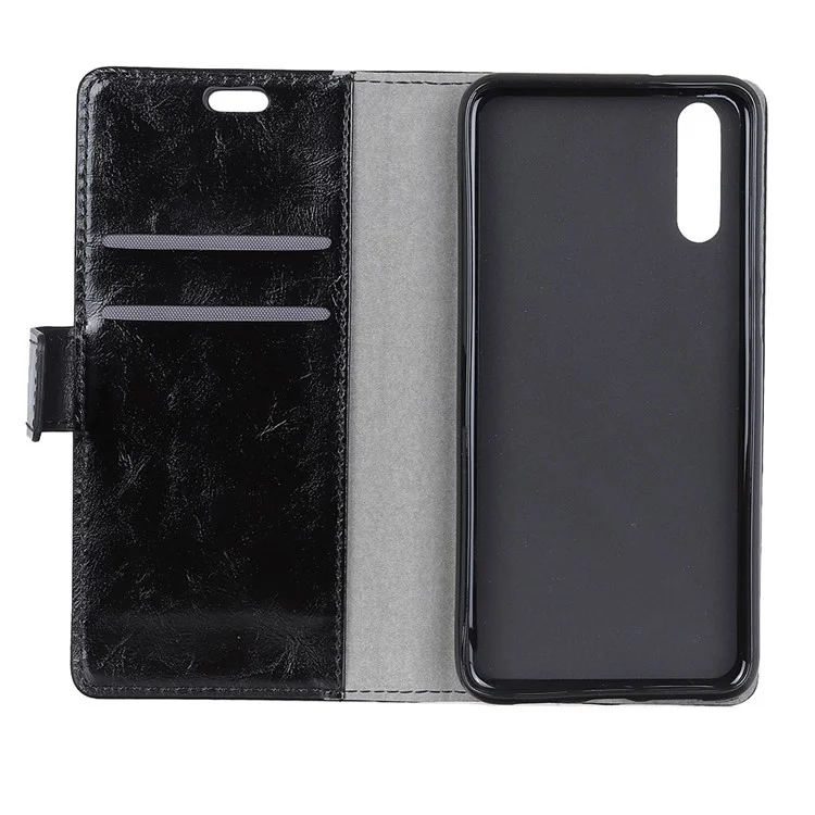For Huawei P20 Crazy Horse Texture Wallet Stand Leather Case - Black