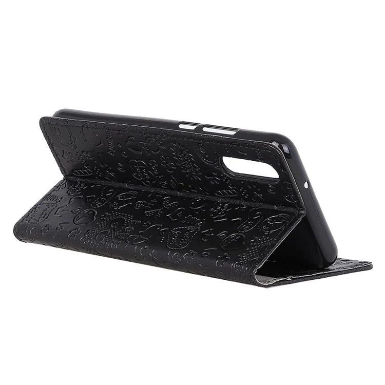 Cartoon Graffiti Leather Wallet Case for Huawei P20 - Black