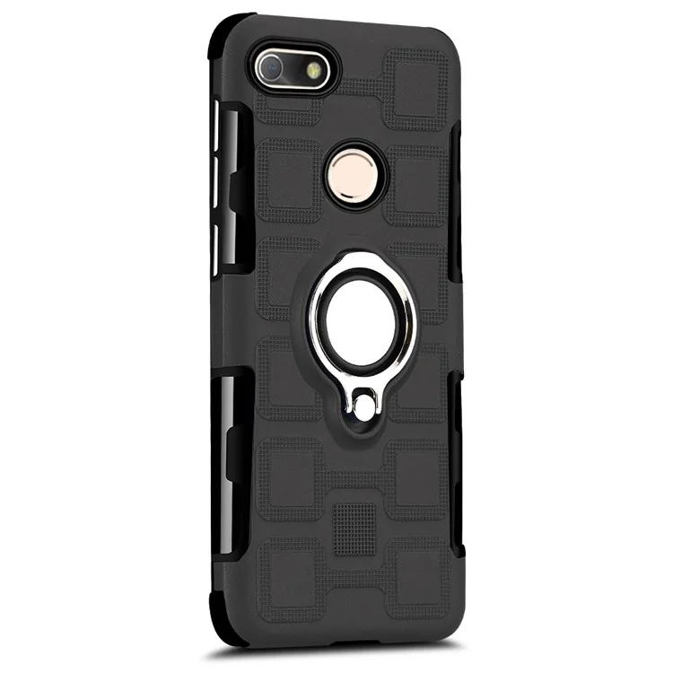 Geometric Design TPU + PC Hybrid Case with Magnetic Kickstand for Huawei P9 lite mini / Y6 Pro (2017) / Enjoy 7 - Black