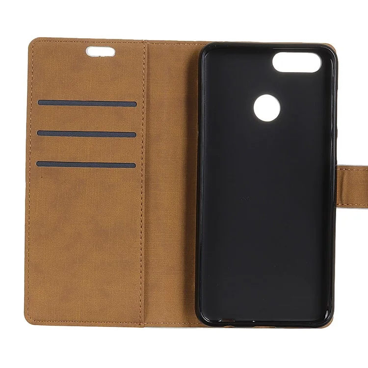 PU Leather Magnetic Wallet Phone Case with Stand for Huawei Y7 Prime (2018) / Honor 7C / Enjoy 8 - Black