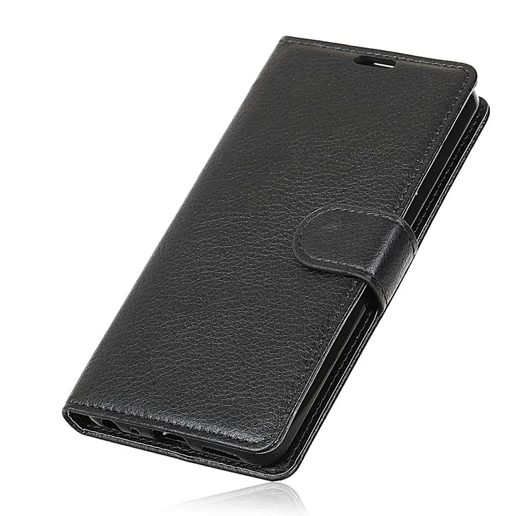 Litchi Skin Leather Wallet Case for Huawei P20 - Black