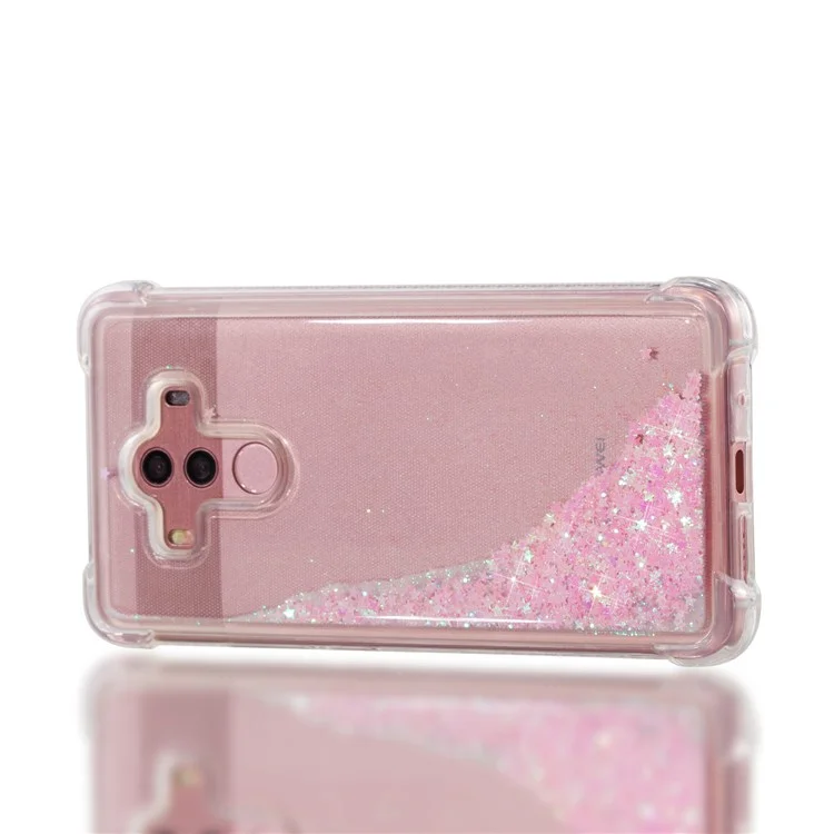 Dynamic Glitter Powder Sequins Shockproof TPU Phone Casing for Huawei Mate 10 Pro - Pink