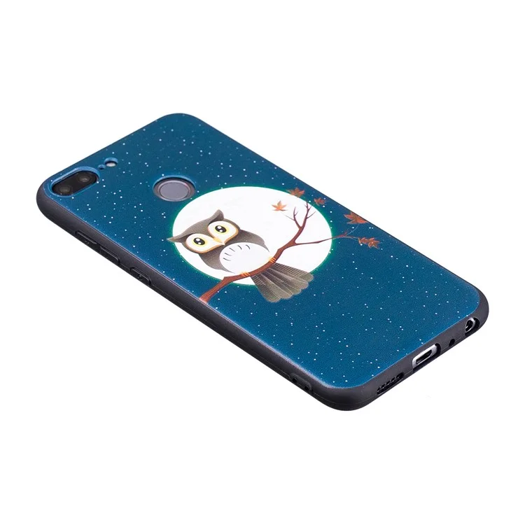 Embossment Soft TPU Phone Case for Huawei Honor 9 Lite/9 Youth Edition - Owl on Branch