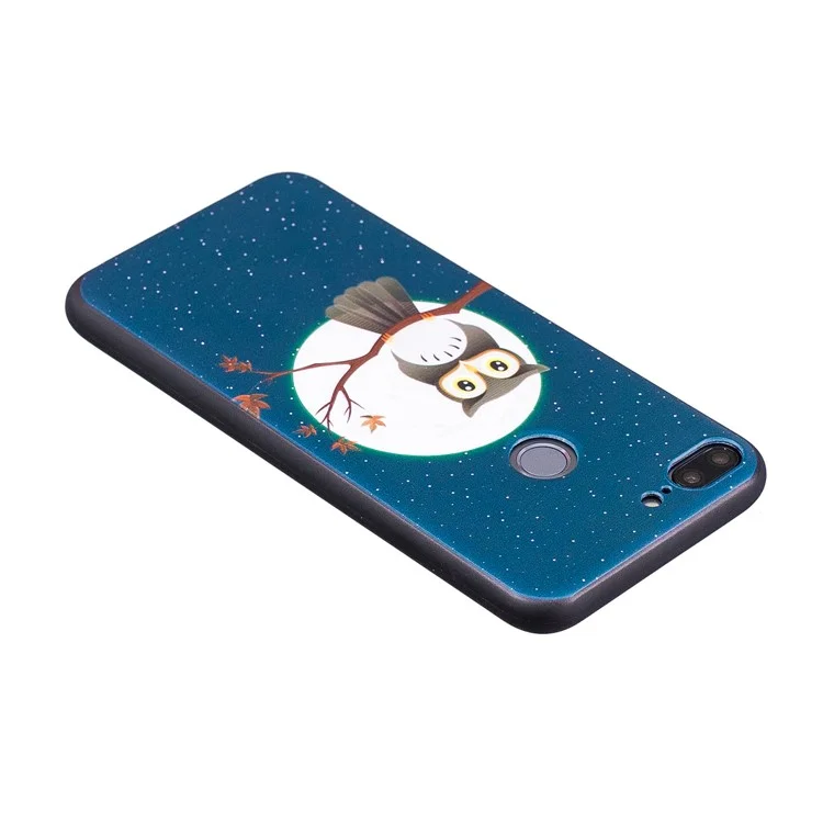 Embossment Soft TPU Phone Case for Huawei Honor 9 Lite/9 Youth Edition - Owl on Branch