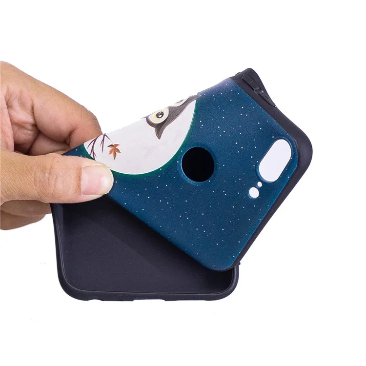 Embossment Soft TPU Phone Case for Huawei Honor 9 Lite/9 Youth Edition - Owl on Branch