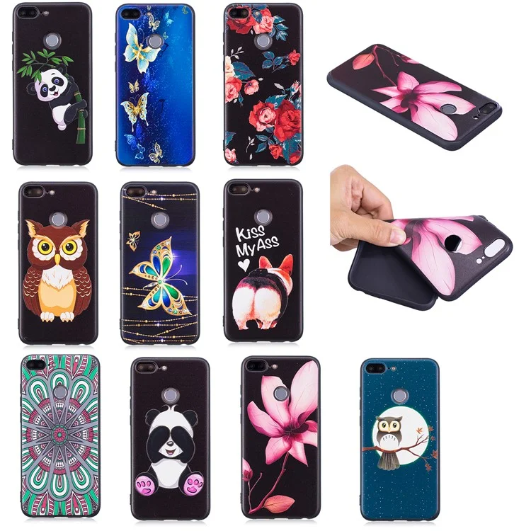 Embossment Soft TPU Phone Case for Huawei Honor 9 Lite/9 Youth Edition - Owl on Branch