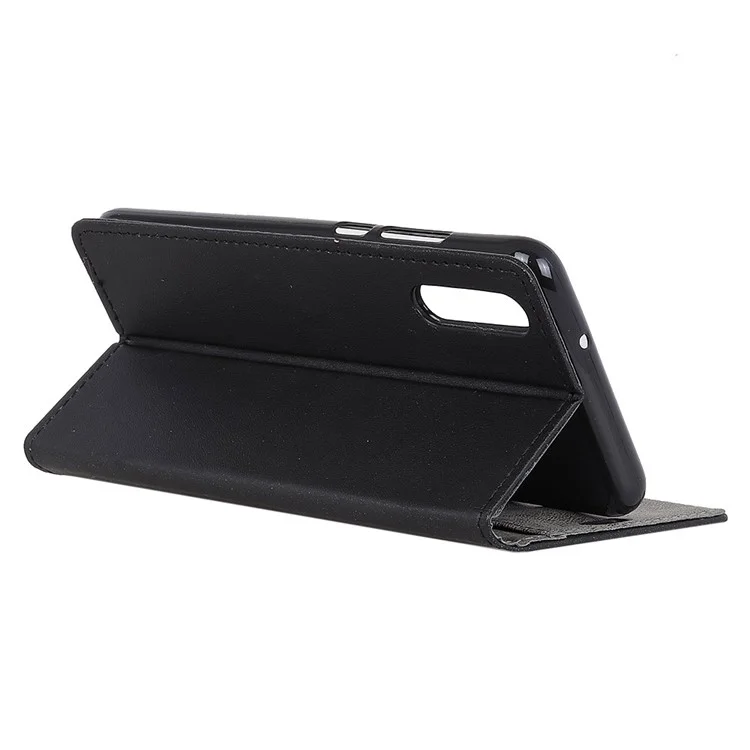 PU Leather Folio Flip Wallet Stand Cover Shell for Huawei P20 - Black