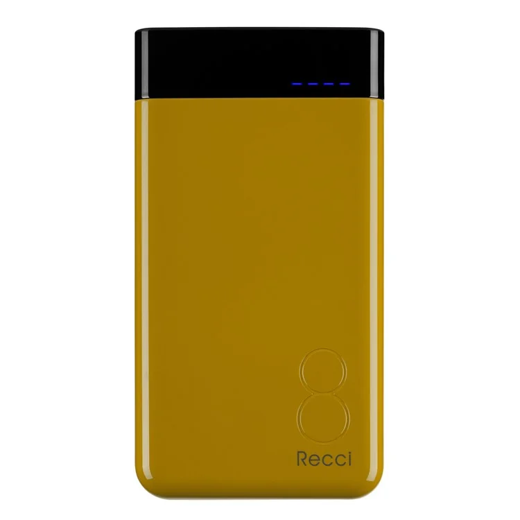 RECCI RE-8000 8000mAh Li-polymer Power Bank Charger for iPhone Samsung Huawei Etc. - Yellow