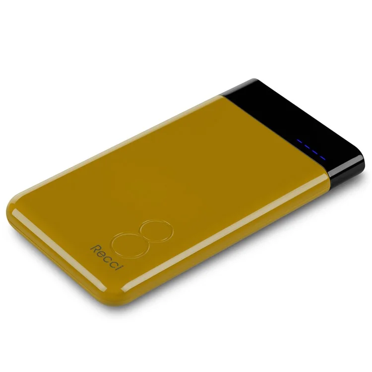 RECCI RE-8000 8000mAh Li-polymer Power Bank Charger for iPhone Samsung Huawei Etc. - Yellow
