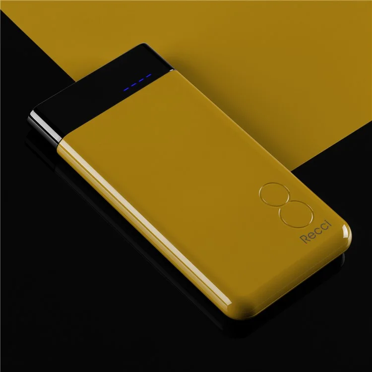RECCI RE-8000 8000mAh Li-polymer Power Bank Charger for iPhone Samsung Huawei Etc. - Yellow