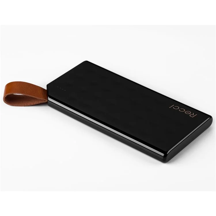 RECCI Legend Series Portable 8000mAh Power Bank with Strap for iPhone Samsung Huawei - Black