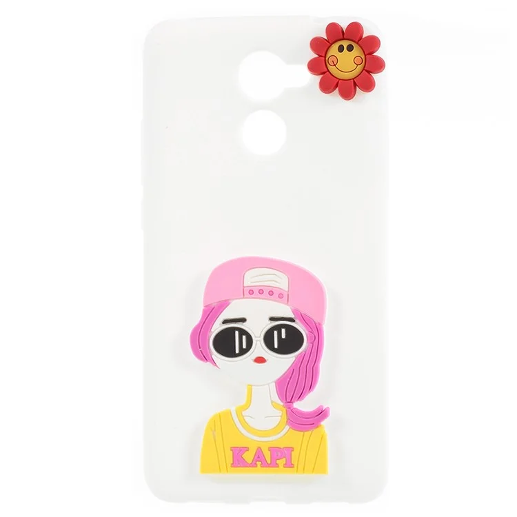 3D Cartoon Pattern Soft TPU Case for Huawei Y7 Prime / Enjoy 7 Plus - Fashion Girl