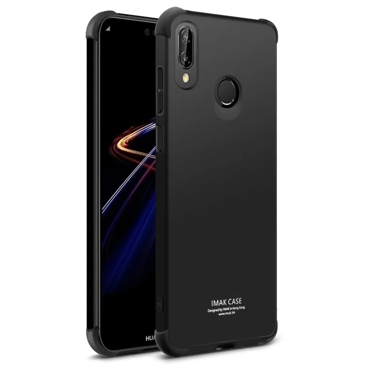 IMAK for Huawei P20 Lite/Nova 3e Skin Feel Anti-drop TPU Case + Explosion-proof Screen Film - Metal Black