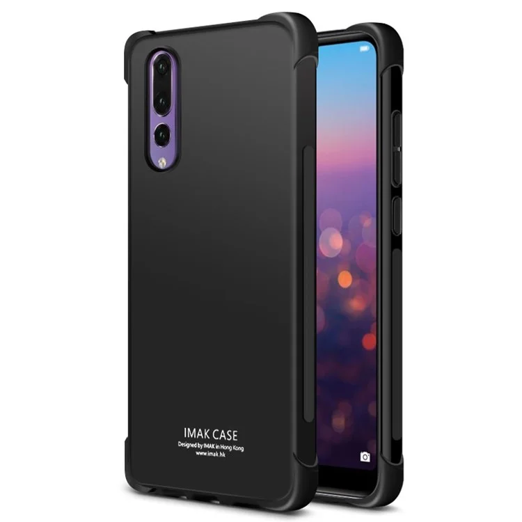 IMAK Skin Feel Anti-drop TPU Case + Explosion-proof Screen Film for Huawei P20 Pro - Metal Black