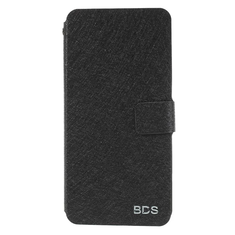 Silk Texture PU Leather Stand Card Holder Casing Cover for Huawei P20 Pro - Black