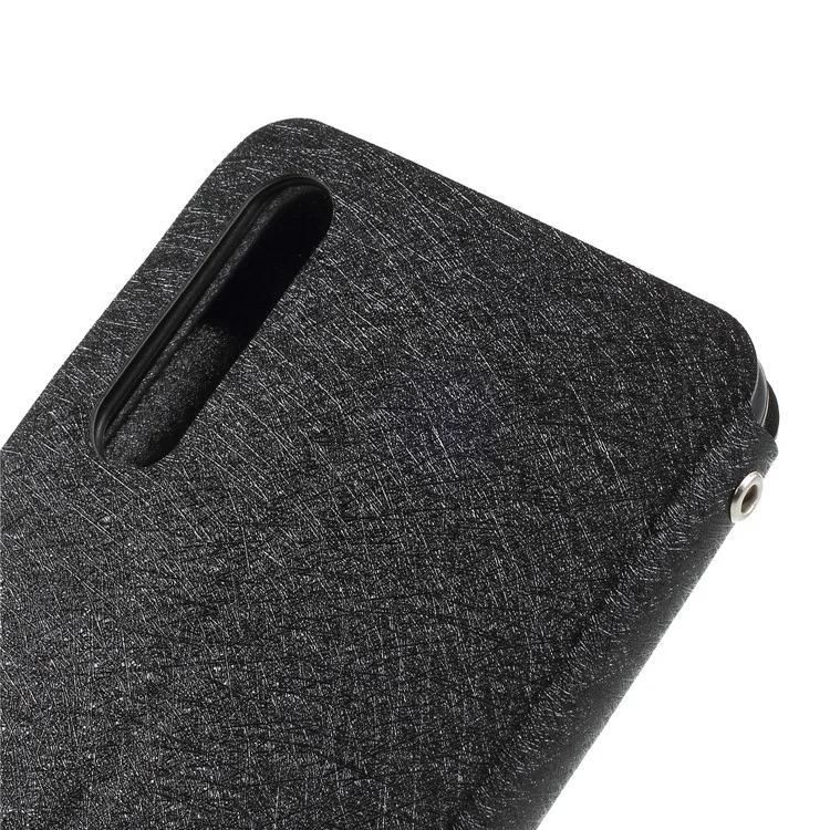Silk Texture PU Leather Stand Card Holder Casing Cover for Huawei P20 Pro - Black