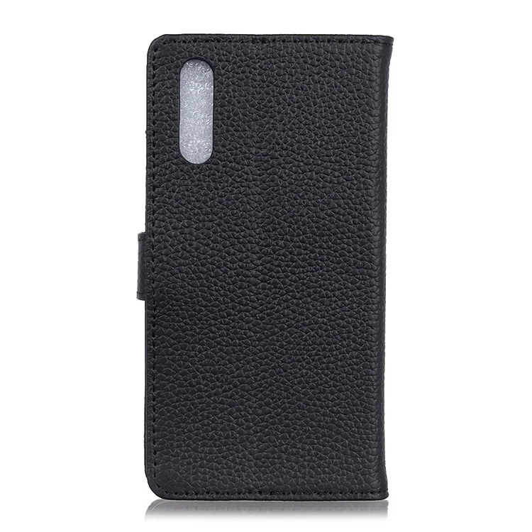 Litchi Texture Genuine Leather Wallet Stand Case for Huawei P20 Pro - Black