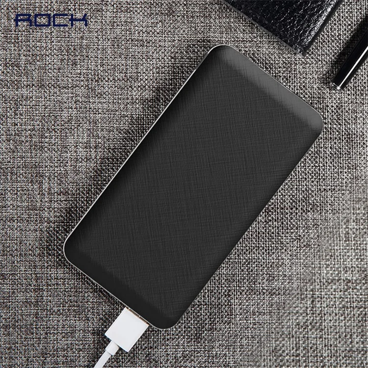 ROCK P45 10000mAh Micro/Type C Dual Input Dual USB 2.4A Output Smart Power Bank Charger - Black