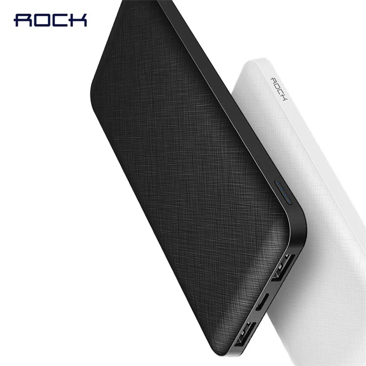 ROCK P45 10000mAh Micro/Type C Dual Input Dual USB 2.4A Output Smart Power Bank Charger - Black