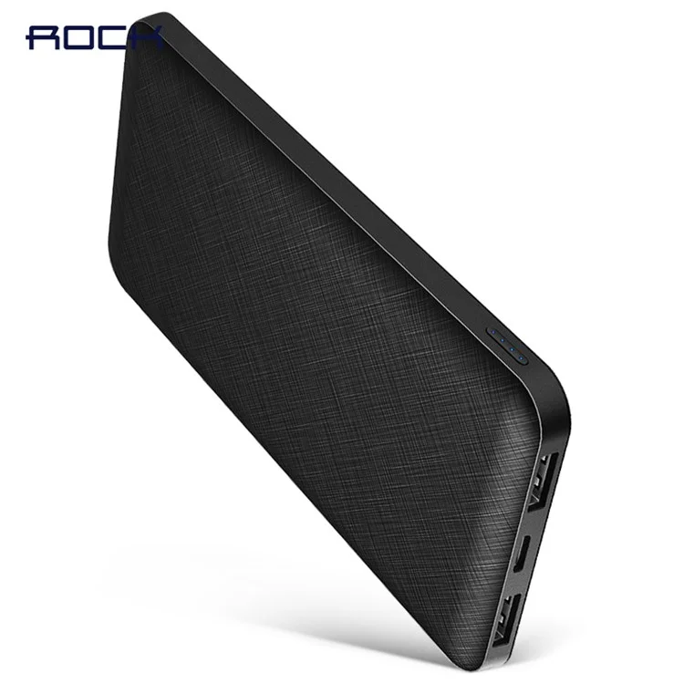 ROCK P45 10000mAh Micro/Type C Dual Input Dual USB 2.4A Output Smart Power Bank Charger - Black