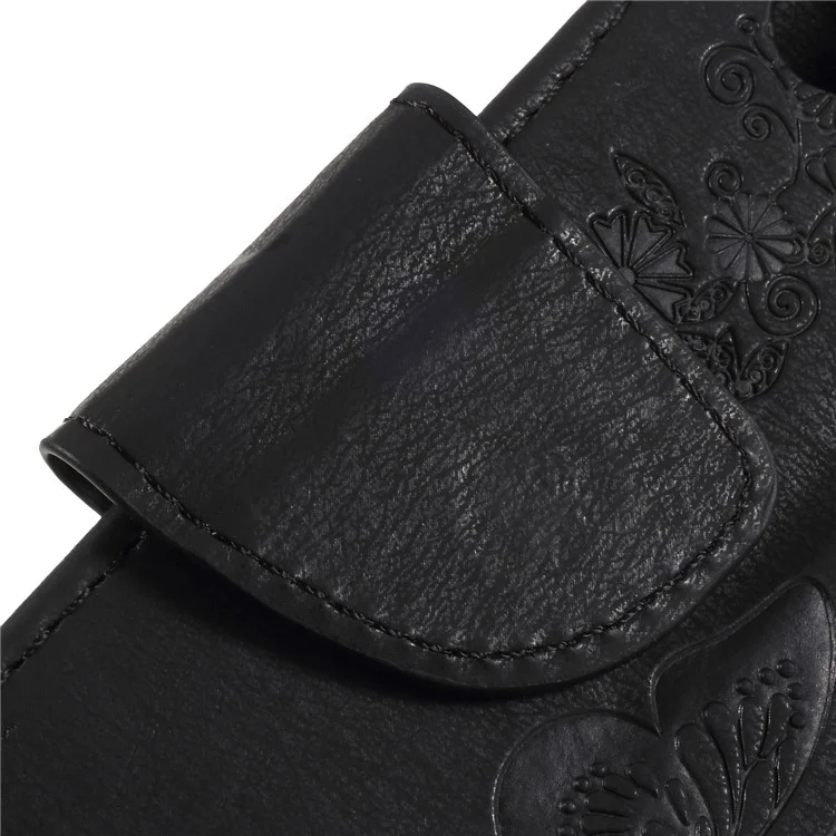 Imprint Butterfly Flower Stand Wallet Leather Case for Huawei P20 Lite / Nova 3e - Black