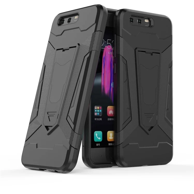 For Huawei Honor 9 Armor PC + TPU Hybrid Kickstand Mobile Phone Case - Black