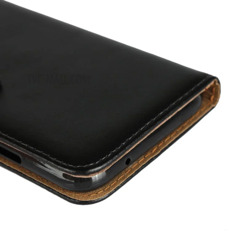 Split Leather Wallet Stand Flip Cover Case for Huawei P20 Lite / Nova 3e - Black