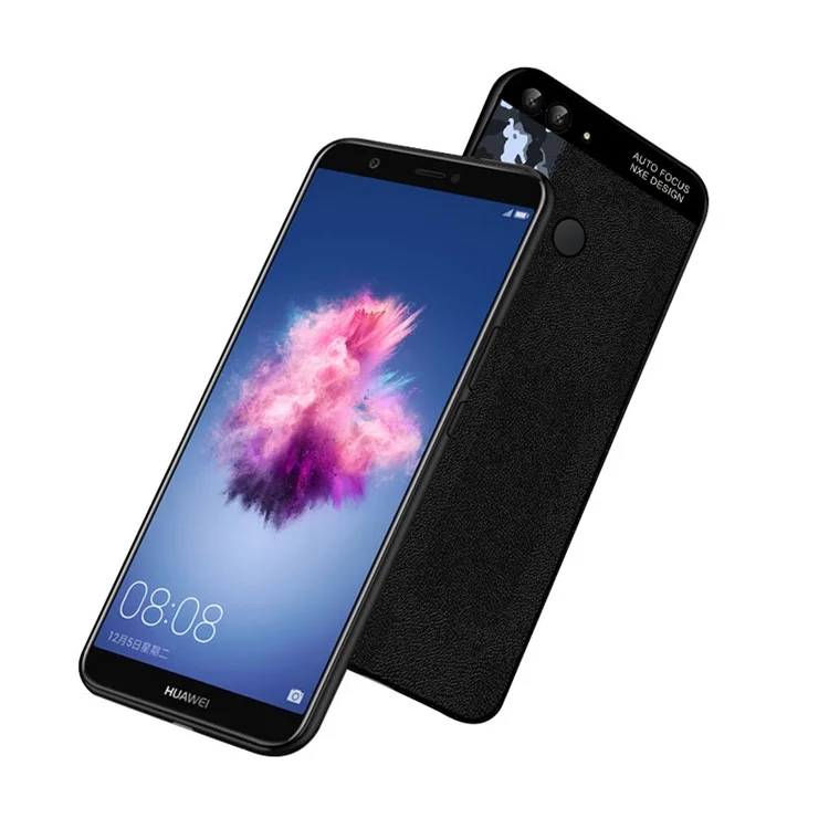 NXE Camouflage Pattern Splicing TPU Case for Huawei P Smart / Enjoy 7S - Blue Camouflage / Black