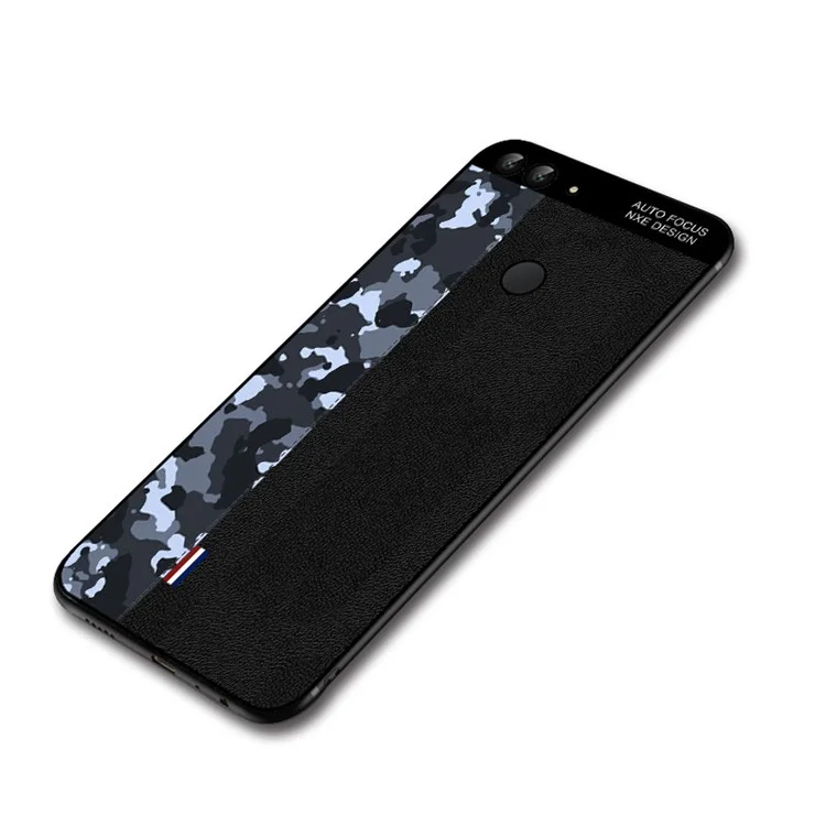 NXE Camouflage Pattern Splicing TPU Case for Huawei P Smart / Enjoy 7S - Blue Camouflage / Black