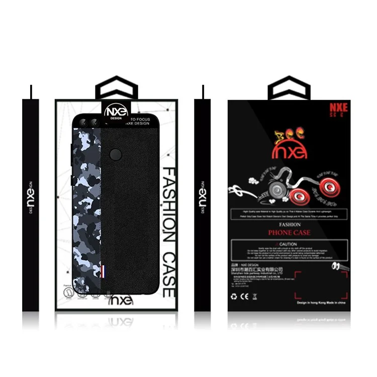 NXE Camouflage Pattern Splicing TPU Case for Huawei P Smart / Enjoy 7S - Blue Camouflage / Black