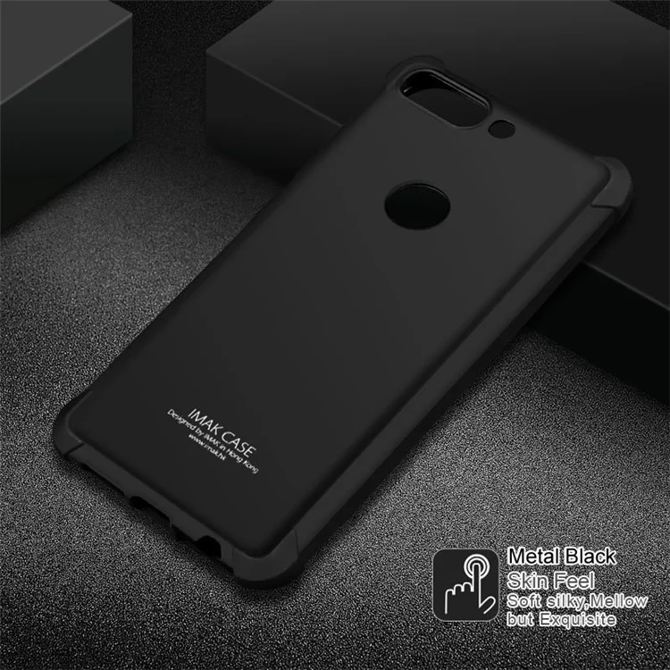 IMAK Sandy Feel Airbag Shockproof TPU Case + Screen Protector Film for Huawei Y7 Prime (2018) / Honor 7C/Enjoy 8 - Metal Black