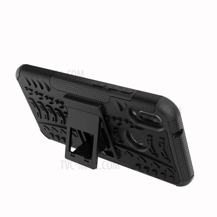 Anti-slip PC + TPU Hybrid Kickstand Case Para Huawei P20 Lite / Nova 3e - Negro