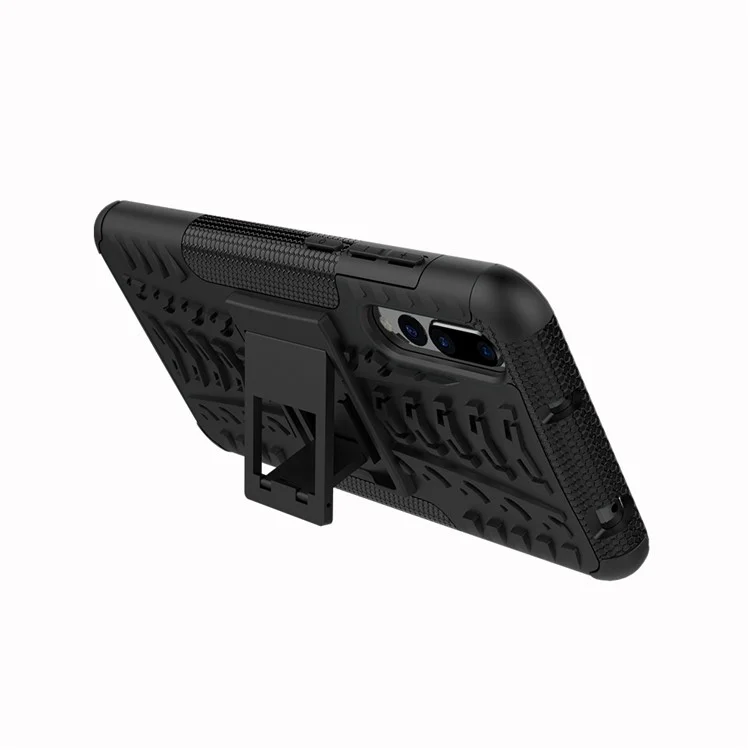 For Huawei P20 Pro Anti-slip PC + TPU Hybrid Case with Kickstand - Black