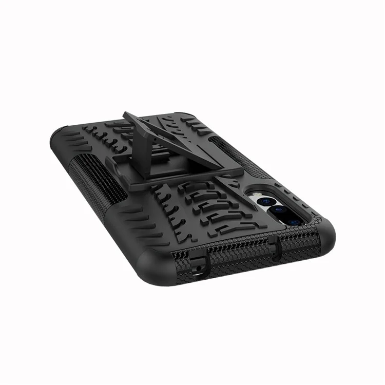 Für Huawei P20 Pro Anti-Rutsch-PC + TPU-Hybrid-Hülle mit Ständer - Schwarz